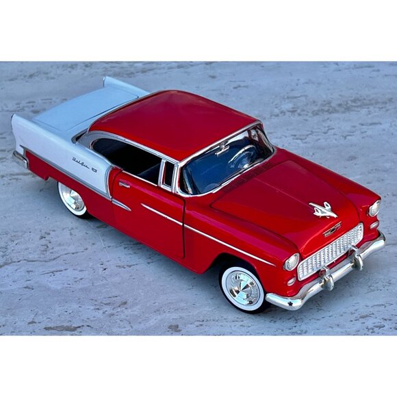 1955 Chevrolet Bel Air Diecast Model Car 1:24 Scale Red White Collectible 2 Tone - Picture 15 of 15